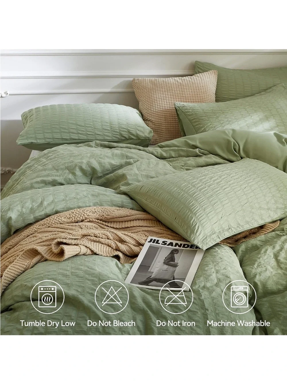Classic Sage Green duvet cover Set - Soft Textured Comfort